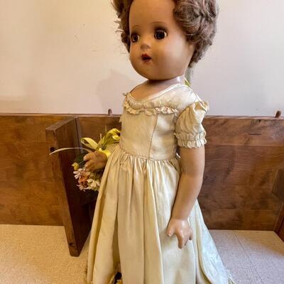 Lot 31 Antique "Battered Bride" Doll 18" Composition circa 1940