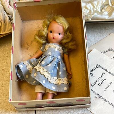 Lot 33 Nancy Ann Composition Story Book Dolls 7pcs Painted Faces Original Cloths