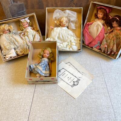 Lot 33 Nancy Ann Composition Story Book Dolls 7pcs Painted Faces Original Cloths