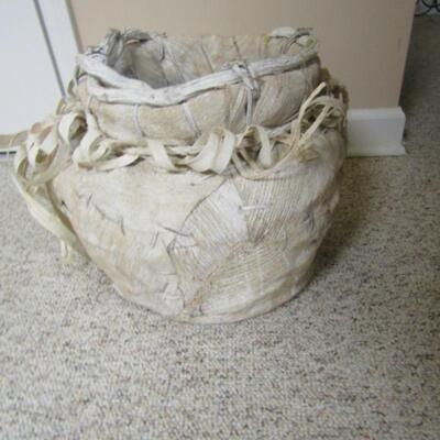 Unique Planter Pot Made of Wood and Palm Husk