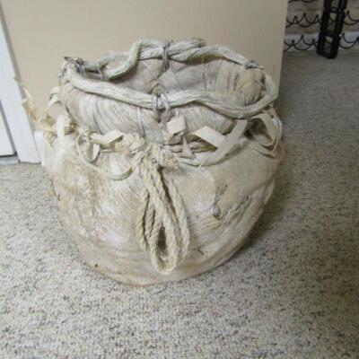 Unique Planter Pot Made of Wood and Palm Husk