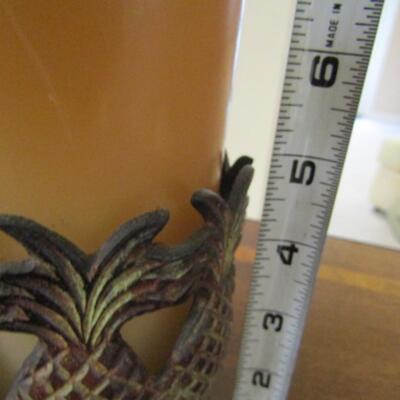 Decorative Metal Candle Holder with Pillar Candle- Pineapple Theme