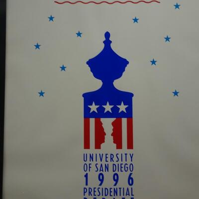 LOT 538. FRAMED 1996 PRESIDENTIAL DEBATE POSTER PENCIL SIGNED BY ARTIST