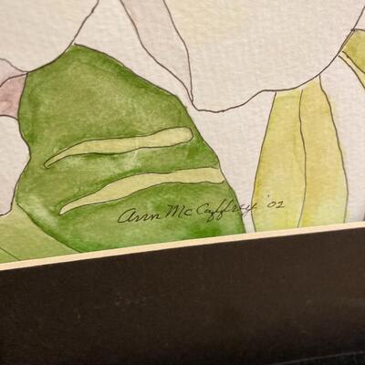 Original Watercolor of White Rose