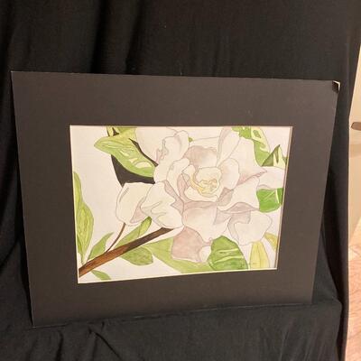 Original Watercolor of White Rose