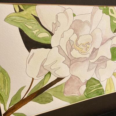 Original Watercolor of White Rose