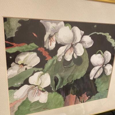 Original Watercolor of White Flowers