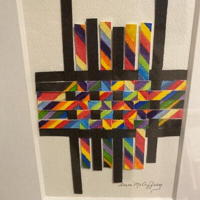 "Mosaic" Original Watercolor Weaving
