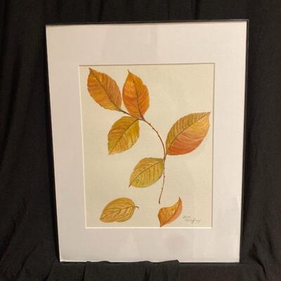 Original Watercolor of Amber Colored Leaves