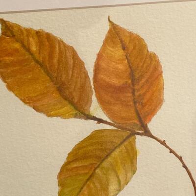 Original Watercolor of Amber Colored Leaves