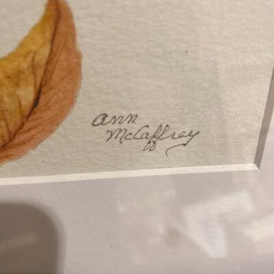 Original Watercolor of Amber Colored Leaves