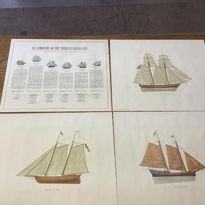 C - 783. Four Schooner Prints with Mats for Framing