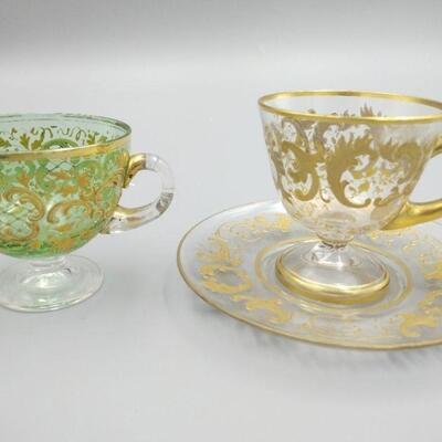 Beautiful Moser tea cups and saucer.