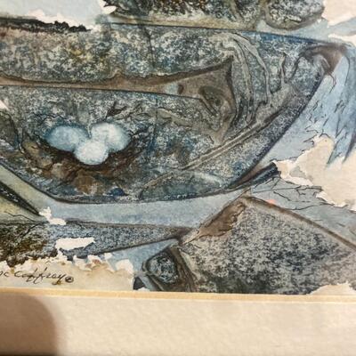 Small Watercolor Painting of Bird Eggs