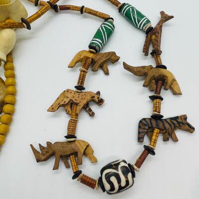 Wood necklace lot