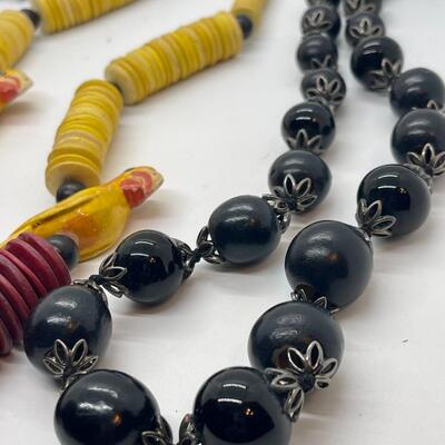 Wood necklace lot 3