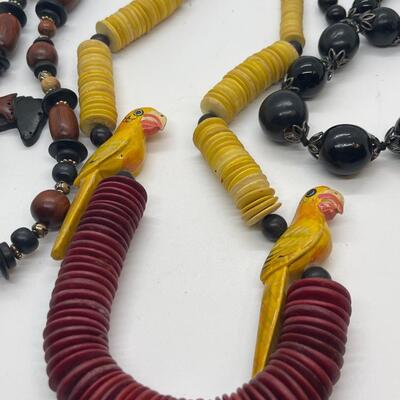 Wood necklace lot 3