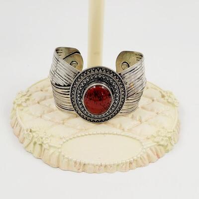 PREMIER DESIGN SILVER TONED "RED SPICE" CUFF BRACELET