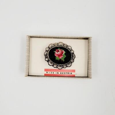 MADE IN AUSTRIA VINTAGE EMBROIDERY BROOCH