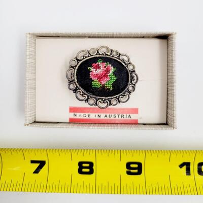 MADE IN AUSTRIA VINTAGE EMBROIDERY BROOCH