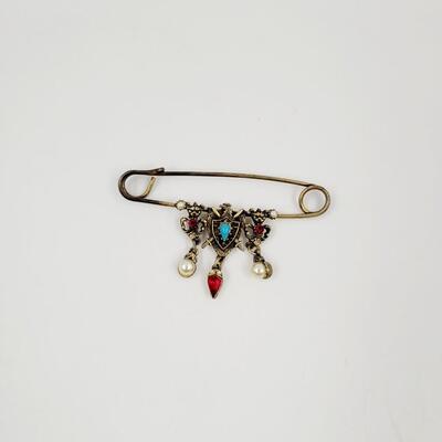 FLORENZA VINTAGE MUTI STONE BROOCH