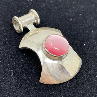 925 STERLING SILVER & PINK STONE PENDANT