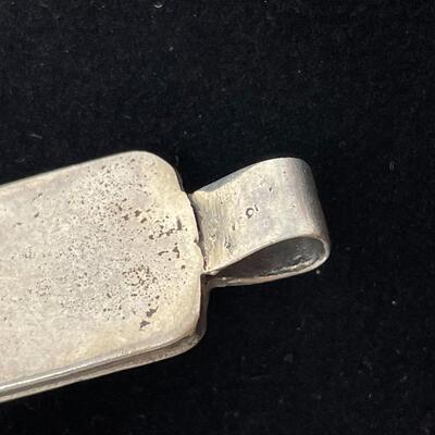 TURQUOISE AND STERLING SILVER? RECTANGULAR PENDANT