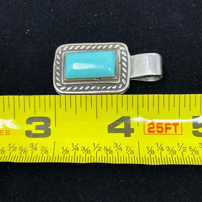 TURQUOISE AND STERLING SILVER? RECTANGULAR PENDANT
