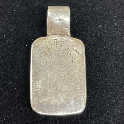 TURQUOISE AND STERLING SILVER? RECTANGULAR PENDANT