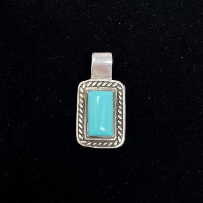 TURQUOISE AND STERLING SILVER? RECTANGULAR PENDANT