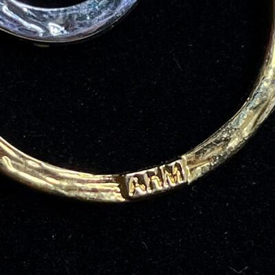 GOLD & SILVER TONED EARRINGS W/ RHINESTONES - MARKED â€œAHMâ€