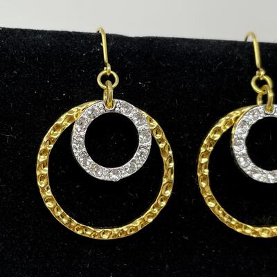 GOLD & SILVER TONED EARRINGS W/ RHINESTONES - MARKED â€œAHMâ€