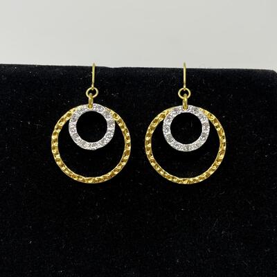 GOLD & SILVER TONED EARRINGS W/ RHINESTONES - MARKED â€œAHMâ€
