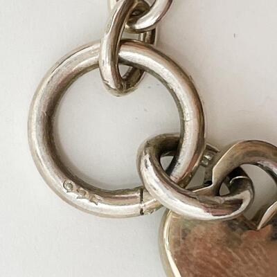 925 STERLING SILVER CHAIN BRACELET W/ HEART CHARM