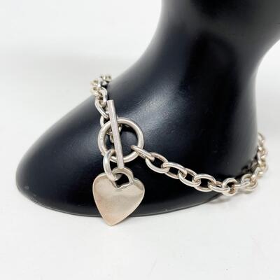 925 STERLING SILVER CHAIN BRACELET W/ HEART CHARM
