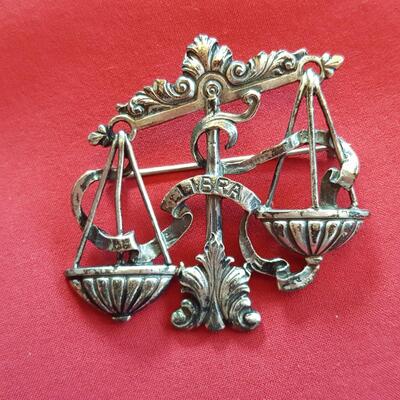 Sterling Silver Libra Brooch