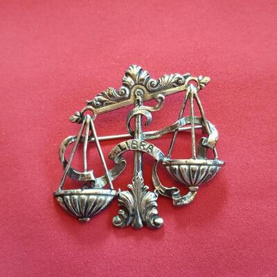 Sterling Silver Libra Brooch