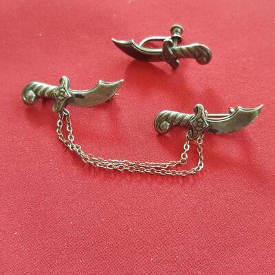 Sterling Silver Sword Sweater Clasp Plus