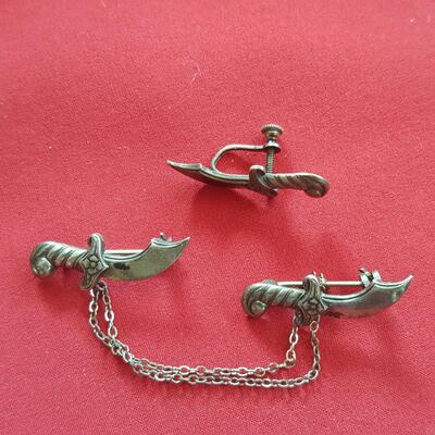 Sterling Silver Sword Sweater Clasp Plus