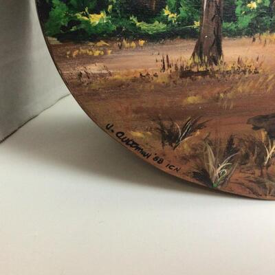B739. Hand Painted, Oval Turkey Shaker Box / Glass Leaf Bowls / Metal Turkey Figure