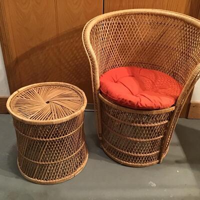 3 - Vintage Wicker Chair & Table