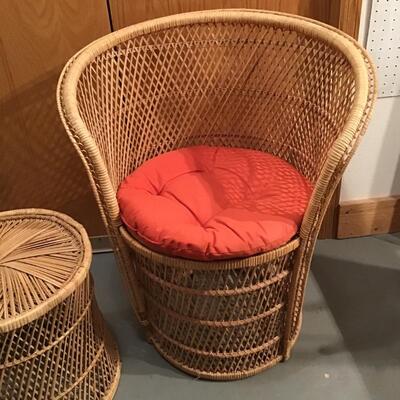 3 - Vintage Wicker Chair & Table