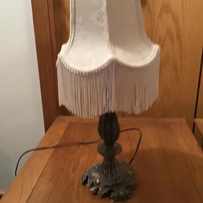 17 - Vintage Lamp w/Fringe Shade