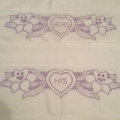 60 - His & Hers Embroidered Pillowcases