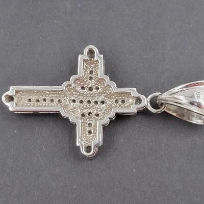 925 STERLING SILVER & RHINESTONE CROSS PENDANT