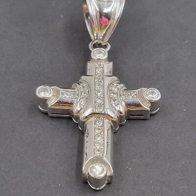 925 STERLING SILVER & RHINESTONE CROSS PENDANT