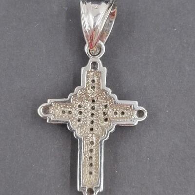 925 STERLING SILVER & RHINESTONE CROSS PENDANT