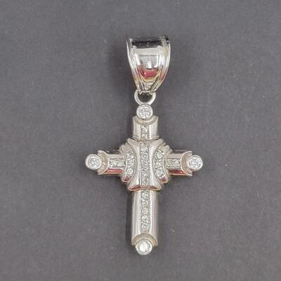 925 STERLING SILVER & RHINESTONE CROSS PENDANT