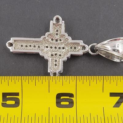 925 STERLING SILVER & RHINESTONE CROSS PENDANT