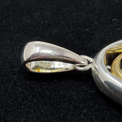 925 STERLING SILVER & GOLD TONED TEARDROP EARRING & PENDANT SET